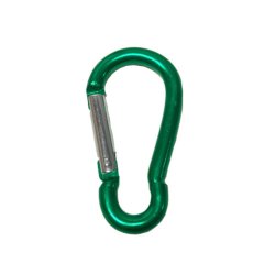 Green fire carabiner made of aluminum with a spring-loaded latch. Lightweight, corrosion-resistant, and ideal for quick connecti