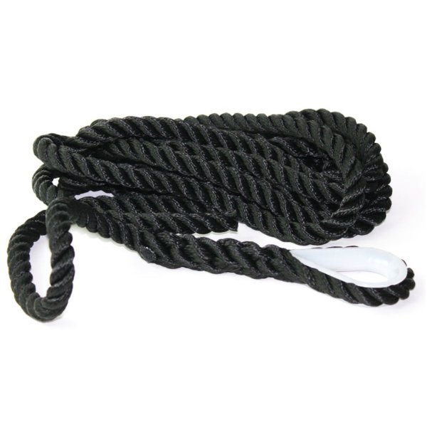 Rope with thimble. Used for mooring and as a lifting line.