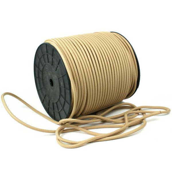 Double-braided hemp beige sheet, halyard, and trim rope.