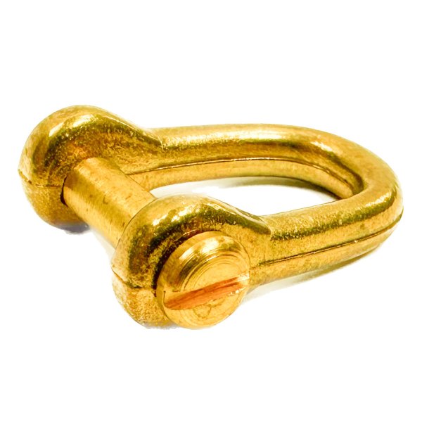 Brass shackle with straight bows. For fastening and joining.