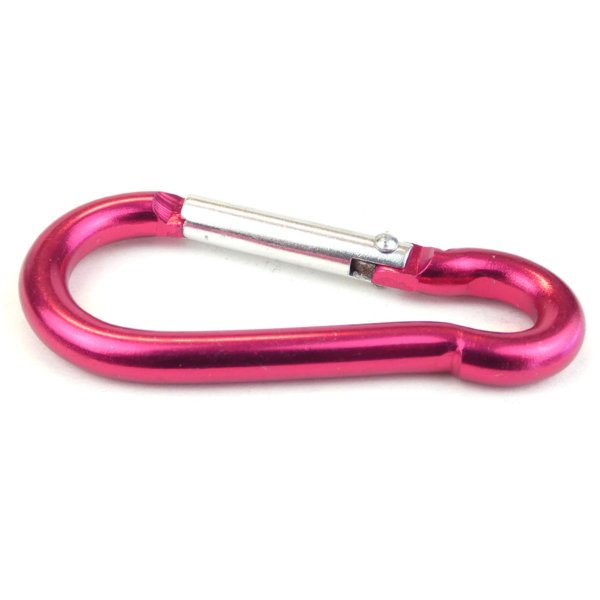 Pink snap hook for connection, mooring, and lifting applications.