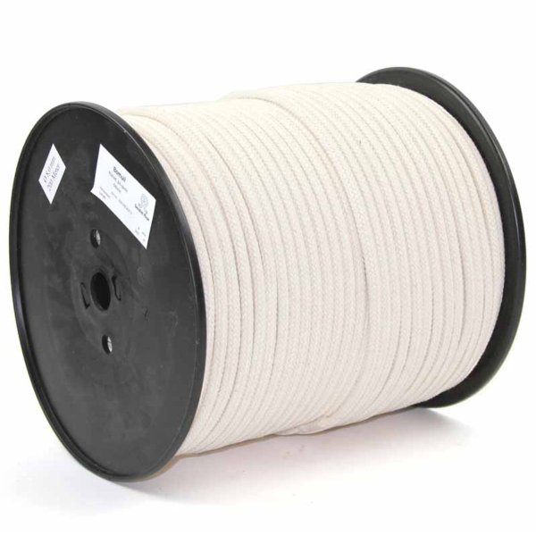Braided cotton rope made from 100% unbleached cotton.