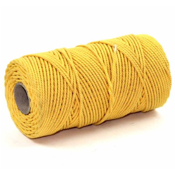 Gult bomullssnöre med mycket god kulörstabilitet.
