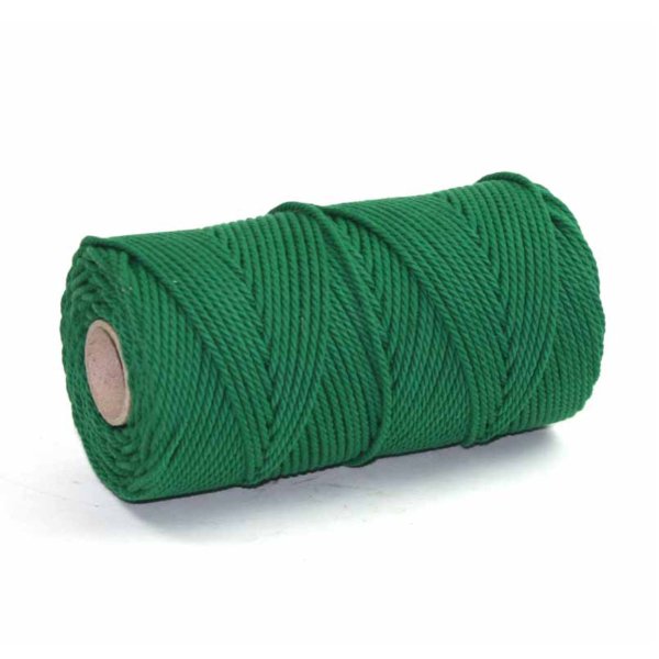Green cord made from 100% cotton fibers.