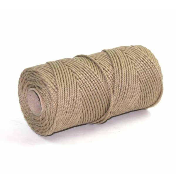 Flax-colored cotton cord for weaving, macramé, and crafting.