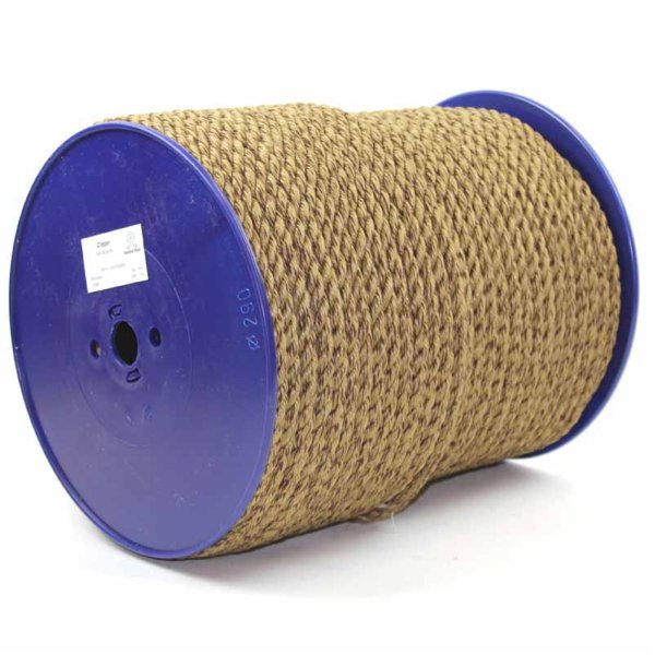 Synthetic rope that resembles tarred hemp.