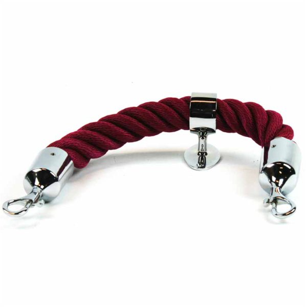 Chromed rope fitting with snap hook.