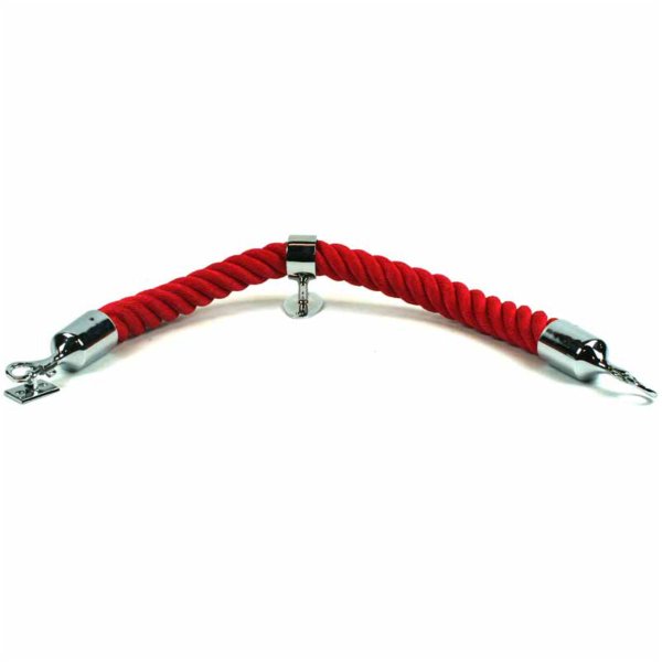 Chromed rope fitting with snap hook.