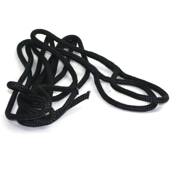 Black fender rope with spliced loop.
