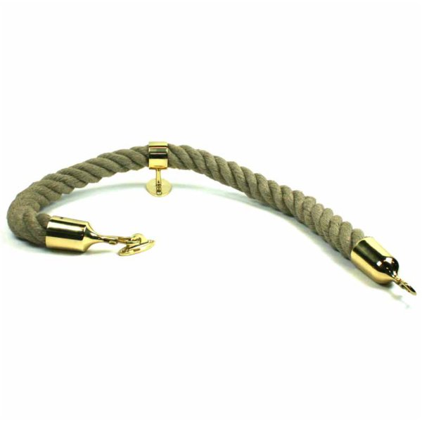 End fitting suitable for stair ropes and decorative lines.