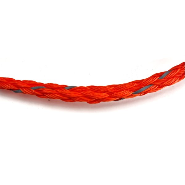 Floating synthetic rope with sewn-in reflective thread for increased visibility.