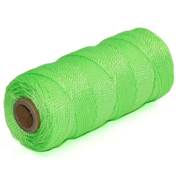 Fluorescent green twine for masonry and tiling.