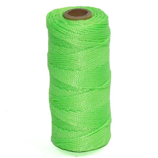 Fluorescent green twine for masonry and tiling.