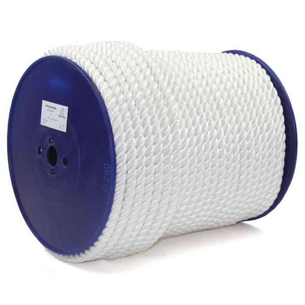 Vit 3-slagen lina av polyestersilke.