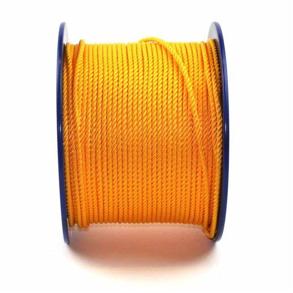 Visible yellow rope made of polypropylene multifilament. Strong and easy to handle.
