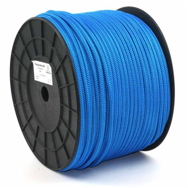 16-braided blue rope made of durable and strong polyester-multifilament.