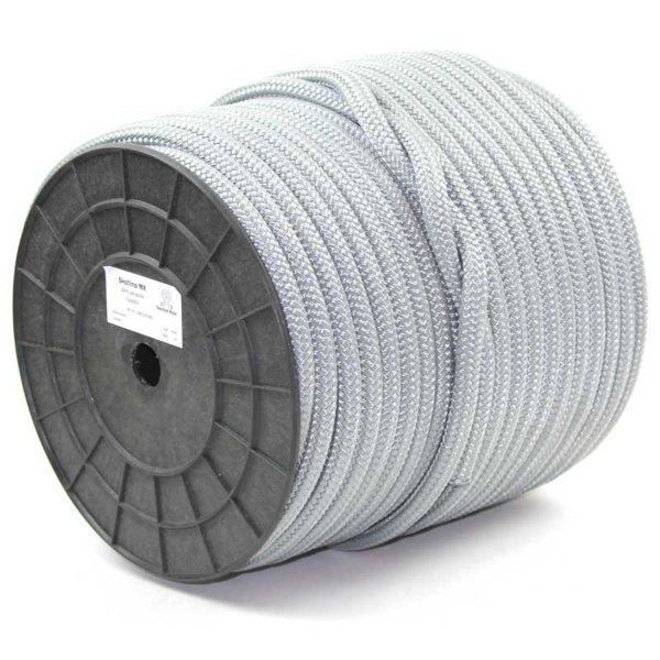 Gray halyard made of durable multifilament polyester.