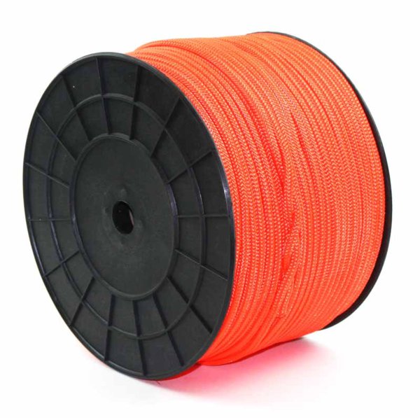 Large selection of ropes, twine, and cordage in various colors.