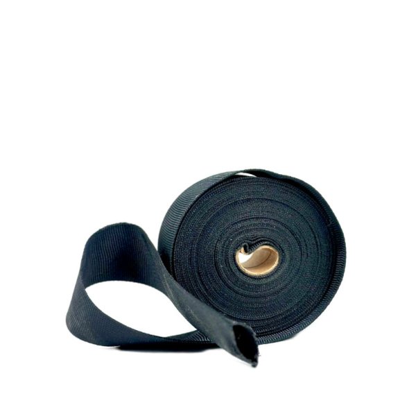Black polyester multifilament chafe guard mounted on a rope for extra abrasion protection
