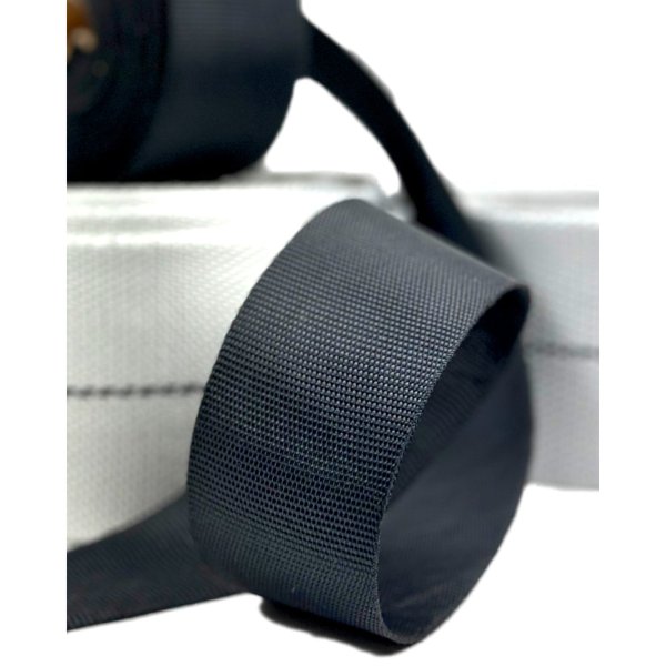 Close-up showing the woven texture of the chafe guard and how it is secured around the rope